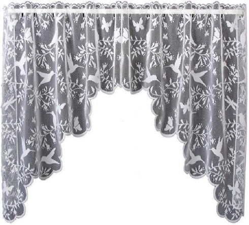 Heritage Lace Hummingbird 72"x36" Swag Pair, White...