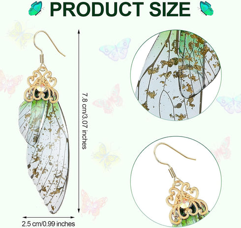 4 Pairs Butterfly Wing Drop Earrings Butterfly Fairy Dangle Earrings Multicolored Butterfly Wing Hook Earrings Simulation Insect Butterfly Wings f...