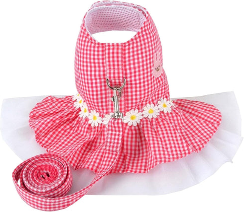 Outdoor Pet Clothes Dog Harness Dress Poodle Bichon Frise Pomeranian Schnauzer Dog Clothing Princess Costumes Pet Skirt Dropship (L,Pink)...