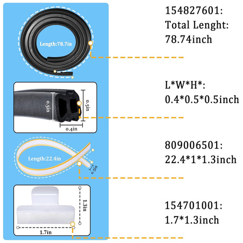 Dishwasher Door Seal Kit Compatible with Frigidaire & Kenmore – Includes 154827601 Tub Gasket, 809006501 Bottom Seal, 154701001 Splash Shield – Re...