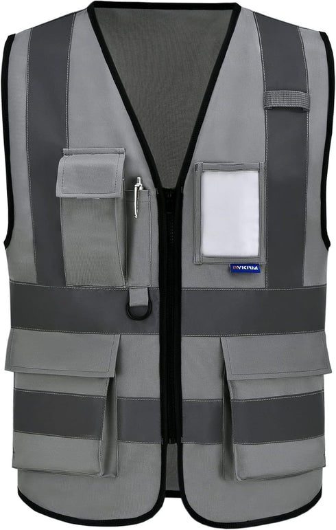A-SAFETY grey security vest with zipper pockets...