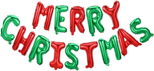 MERRY CHRISTMAS Balloons, Xmas Aluminum Foil Balloons Christmas Anniversary Party Supplies Decorations Home Party Decor, 16Inch -Red & Green(ribbo...