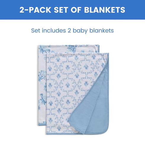 Delta Children 100% Organic Jersey Cotton Baby Receiving Blankets for Girls and Boys – 30x40 Inches - GOTS Certified (Pack of 2), Blue Botanicals...