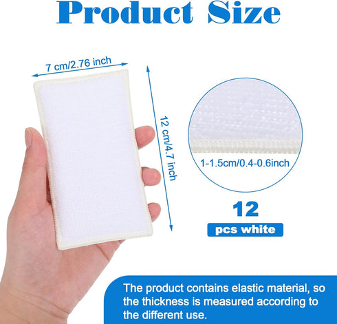 12 Pcs Interior Scrubbing Sponge for Leather Plastic Car Microfiber Kitchen Sponge Household Cleaning Sponges Double Sided Dish Sponge Cleaning Ki...