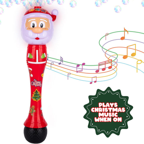 Light Up Christmas Santa Bubble Wand for Kids, 14 Inch Bubble Blower with Lights & Sound Effects, Bubbles for Kids Ages 1 2 3 4 5 6 Bubble Toys, C...