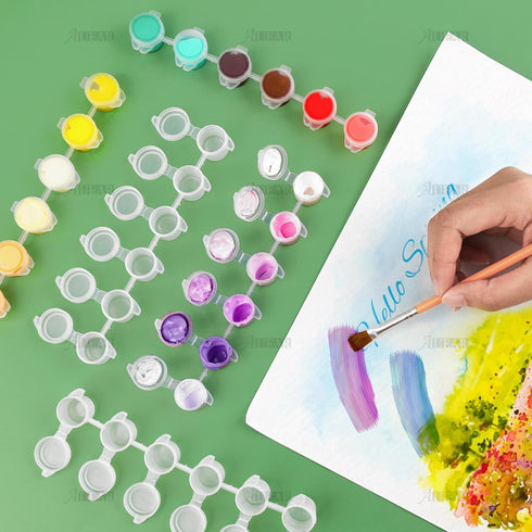 AUEAR 60 Pieces Empty Paint Pot 10 Strips Mini Container with Lid Clear Acrylic for Schools Classrooms Paintings Art Festivals (3ml/ 0.1oz)...