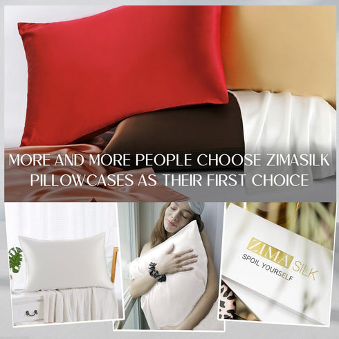 ZIMASILK 100% Pure Mulberry Silk Pillowcase for Hair and Skin Health,Soft and Smooth,Both Sides Premium Grade 6A Silk,600 Thread Count,with Hidden...