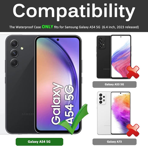 Miimall Compatible for Samsung Galaxy A54 5G Case Waterproof, Built-in HD Clear Screen Protector, 360 Degree Full Shockproof Bumper, Professional ...