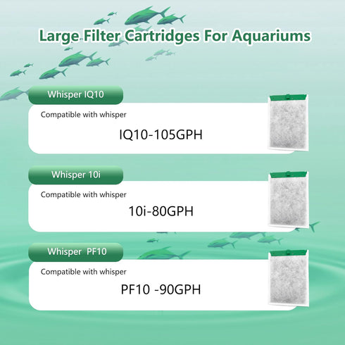 6 Pack Aquarium Filter Cartridge Compatible with Whisper Power Filters,Medium Replacement Filter Cartridges Bio-Bag for 10i/PF10/IQ10...