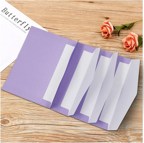 60 Pack V-Flap Envelopes, Colorful Envelopes for Postcards, Greeting Cards, Checks, Letters, Windowless Design, Birthday,4.9x6.9 Inch (purple)...