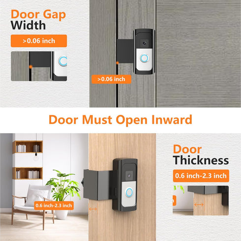 Anti-Theft Video Doorbell Mount, Doorbell Door Bracket No Drilling Compatible with Video Doorbell 2/ (2020 Release)/ Battery Doorbell Plus/Pro for...