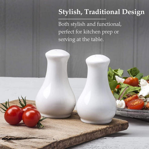 WM Bartleet & Sons 1750 Traditional Porcelain Salt & Pepper Pot Shaker Cruet Set 13cm – White...