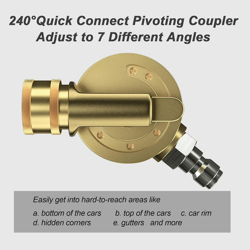 POHIR Pressure Washer Pivoting Coupler, 240° Pressure Angle Adapter with 7 Angles, Includes a 4500 psi Pivot Coupler for Hard to Reach Areas and a...