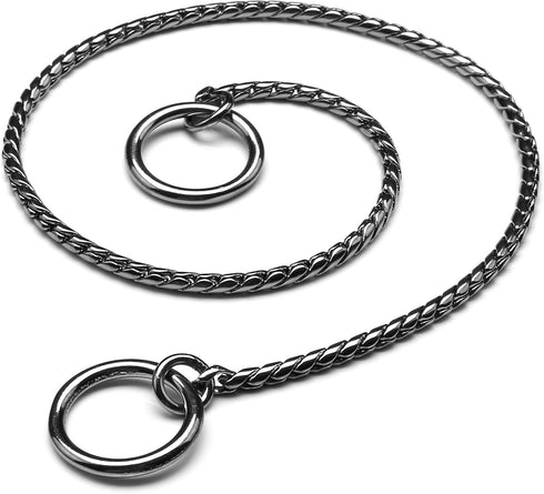 Mogoko Stainless Steel Dog Choke Chain Collar, Puppy Metal Snake Chain Pet Show Slip Collar Choker for Training Walking (Black;16.0"*3.0mm)...