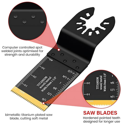 5pcs Titanium Oscillating Tool Blades for Metal Nails Hard Material and Wood Plastic - Multitool Blades Fit Dewalt Bosch Worx Milwaukee Ryobi...