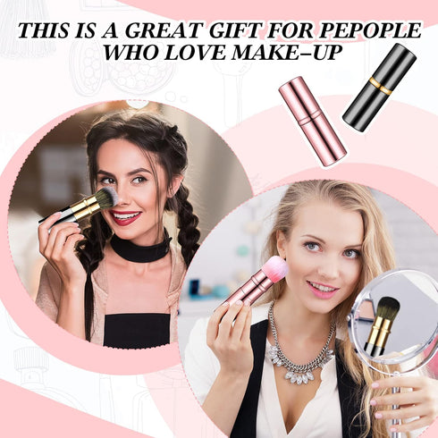 2 Pieces Retractable Kabuki Makeup Brushes Blush Powder Brush Small Travel Makeup Brushes with Cover Makeup Tool for Loose Powder Cream or Liquid ...