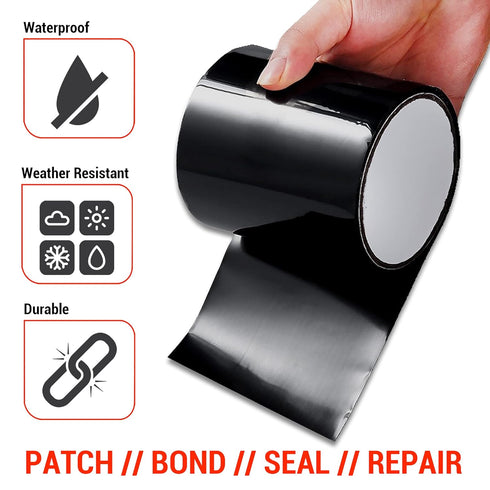 CANOPUS Patch and Seal Tape, Waterproof Tape for Indoor & Outdoor Use, Heavy Duty Thick Rubberized Repair Tape, Fix Leaks on Hoses, Pipes, Gutters...