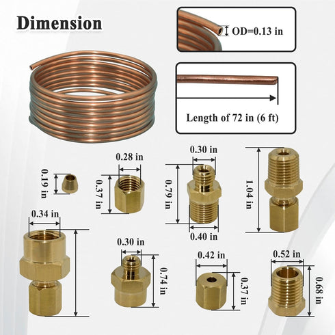 72'' Oil Pressure Gauge Tubing Kit, Set of Copper Tube and Threaded Parts, Universal Fit...