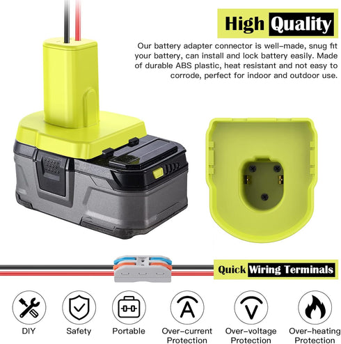 2 Packs Power Wheel Adapter for Ryobi 18V Battery Adapter Power Wheels Battery Conversion Kit with Fuses & Wire Terminals, 12AWG Wire, Power Conne...