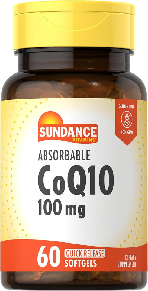 CoQ10 100mg | 60 Absorbable Softgels | with Black Pepper Extract | Non-GMO and Gluten Free Supplement | by Sundance...