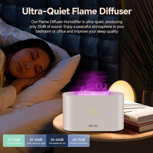 Flame Humidifiers for Home, 180ml Aromatherapy Diffuser, 7 Colors of Flame Light and Auto-Off Function, 2 Brightness Modes Small Humidifier, Suita...