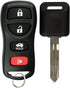 KeylessOption Keyless Entry Remote Fob Uncut Blank Car Ignition Key for Nissan Infiniti KBRASTU15...