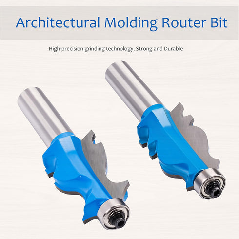 2PCS Architectural Molding Router Bit Set with 1/2" Shank, Enhance Your Woodworking with Corner Rounding & Edge-Forming...