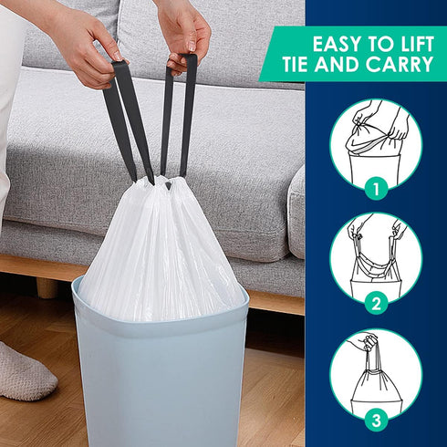 3 Gallon 60 Counts Strong Drawstring Trash Bags Garbage Bags by RayPard, Code C, Small Trash Can Liners for Home Office Kitchen Bathroom Bedroom,W...
