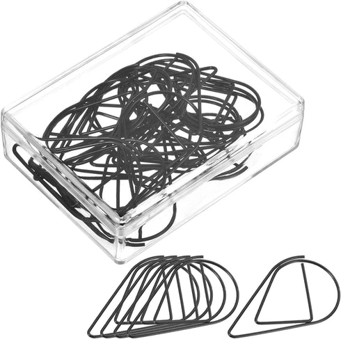 YOKIVE 60 Pcs Paper Clips, Drop-Shaped | Keep Desk Neat, Great for Art, Home, Daily Use (Black, 2-Inch)...