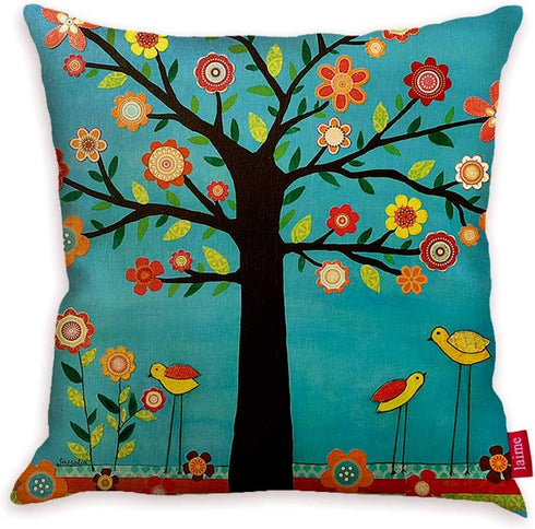 laime Throw Pillow Covers Natural Pattern Decorative Pillowcases 18x18inch (4 Pieces Set) Pillow Cases Home Car Decorative Trees and Birds...