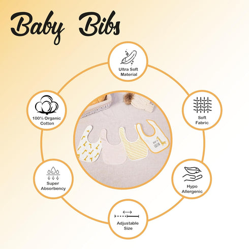 REBE & CO 6 Pack Waterproof Cotton Baby Bibs for Girls Boys for Drooling Eating with Snaps, Teething Bibs, Feeding Bibs, Newborn Baby Shower (Gira...