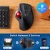 SANWA Bluetooth Wireless Ergonomic Trackball Mouse, Optical Rollerball Mice, Programmable Silent Buttons, 40mm Trackball, 600/800/1200/1600 DPI, C...