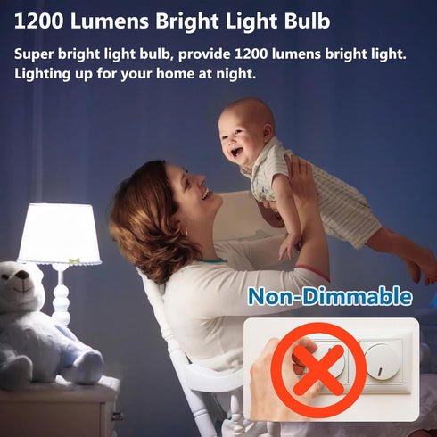 A19 LED Light Bulbs 100 Watt Equivalent, HengBo 6500K Daylight White Light Bulb, 12W 1200 Lumens, Non-Dimmable, E26 Standard Medium Base Super Bri...