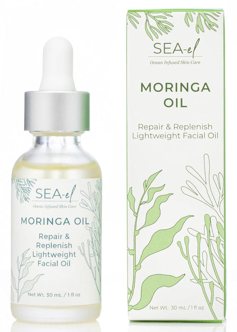 Moringa Seed Facial Oil Drops Super Moisturizing Antioxidant-Rich Glow with Sea Kelp & Vitamin E - Daily Face Primer & Replenishing Vegan Skincare...