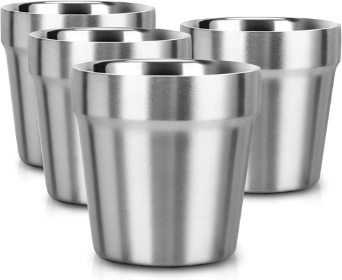 Beasea Stainless Steel Cups 8 oz, Metal Drinking Cups Set of 4, Stackable Stainless Steel Cups Double Wall Small Cup Insulated Drinking Cups Glass...