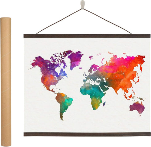 Magnetic Poster Hanger Frame - 24 inches Wooden Magnetic Poster Frame Hanger for Scratch Off Maps, Prints, Pictures, Photos, Canvas Artwork...