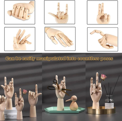 7" Wooden Sectioned Opposable Articulated Left/Right Hand Figure Manikin Hand Model for Drawing, Sketching, Painting (Left Hand)...