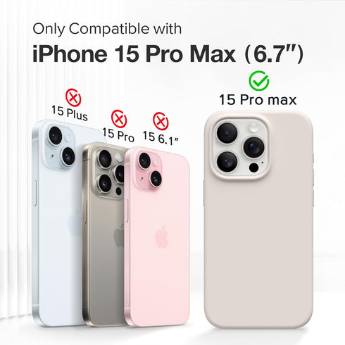 GONEZ for iPhone 15 Pro Max Case Silicone, Compatible with Magsafe, 2X Camera Protector + 2X Screen Protector, Soft Anti-Scratch Microfiber Lining...