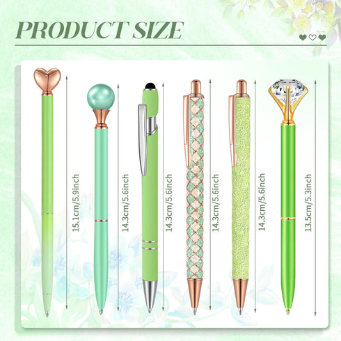 6 Pcs Ballpoint Pens Set Metal Crystal Diamond Pen for Journaling Glitter Pens Pretty Cute Pens Black Ink Fancy Pens Gifts for Women Girls Teacher...