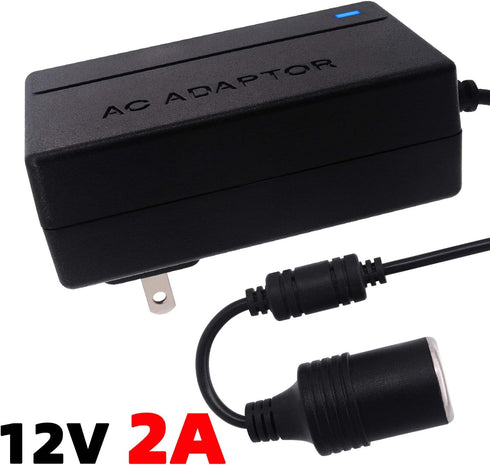 110V AC to DC 12V 2A Power Converter - 100V-250V AC Wall Plug to 12V DC Car Cigarette Lighter Socket Transformer for Car GPS Dash Cam FM Transmitt...