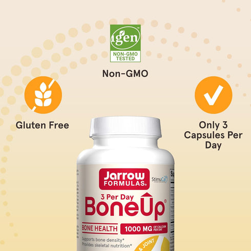 Jarrow Formulas BoneUp Three Per Day For Bone Support and Skeletal Nutrition, Includes Vitamin D3, K2 (as MK-7) and 1000 mg of Calcium Per Day, 18...