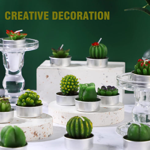 12 Pieces Cactus Tealight Candles Handmade Delicate Succulent Cactus Candles for Party Wedding Spa Home Decoration Gifts (Stylish Style)...