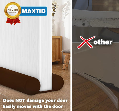 MAXTID Brown Door Draft Stoppers, Adjustable 32"-38", Double Sided, Insulation Strip, Air Stopper, Gap Filler...