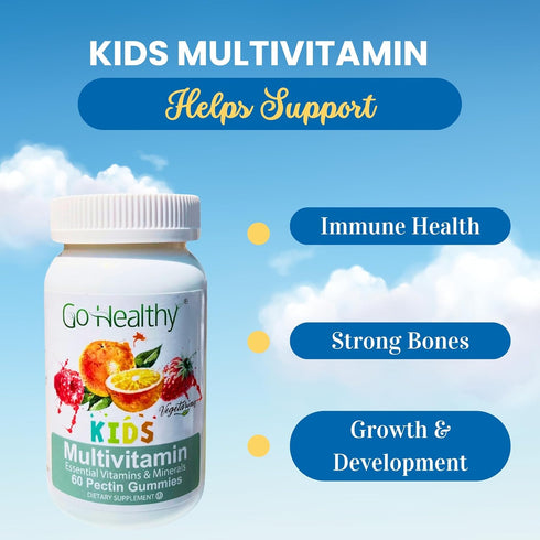 Go Healthy Kids Multivitamin Gummies, Immune Support, Kids Vitamin Gummies, Kosher Kid Vitamin, Halal, Non-GMO, Gluten-Free Tasty Gummy - 30 Servi...