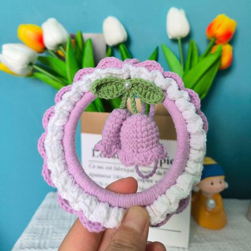Purple Car Mirror Hanging Accessories,Crochet Flower Hanging Ornament for Women,Rear View Hanging Accessories,Bellflower Hand Knitted Car Hanging ...