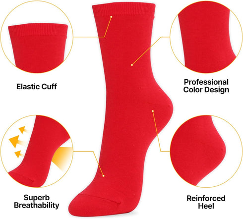 Kikiya Women's Cotton Crew Socks - Cute Flower Graphic Polka Dot Striped Heart Patterned - Ladies Girls Casual Socks Size 6-8...