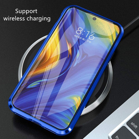 Jonwelsy Compatible with Samsun Galaxy Note 10+ 5G (6.8 inch) Case, 360 Degree Front and Back Transparent Tempered Glass Cover, Strong Magnetic Ad...