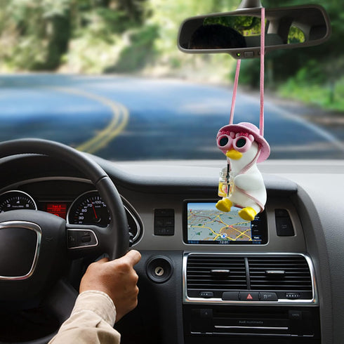 2Pcs Swing Duck Car Hanging Ornament Cute Swing Duck Car Pendant Swing Duck Car Decoration Rearview Mirror Accessories (Style D)...