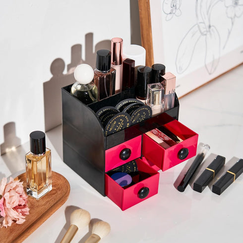 KAFUN 1pcs Desktop Storage Organization for Office Supplies,Desk Organizer with 4 Drawers,Makeup Organizer Countertop,Bathroom Makeup Organizer, C...