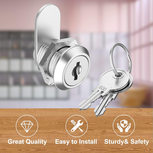 6 Pack Cabinet Locks with Keys, 5/8" Cam Lock keyed Alike, Secure Drawer Mailbox File RV Storage Locks Tool Box Locks Replacement Set, Zinc Alloy...